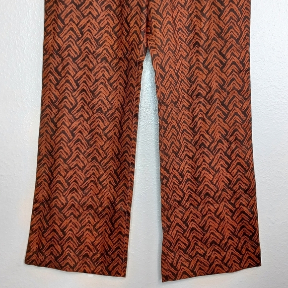 NWOT Garnet Hill Boho 100% Linen Sz 10 Chevron Print Cinnamon Woodblock Trousers - Picture 7 of 15